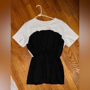 Black and white peplum shirt. 100% cotton. Large
